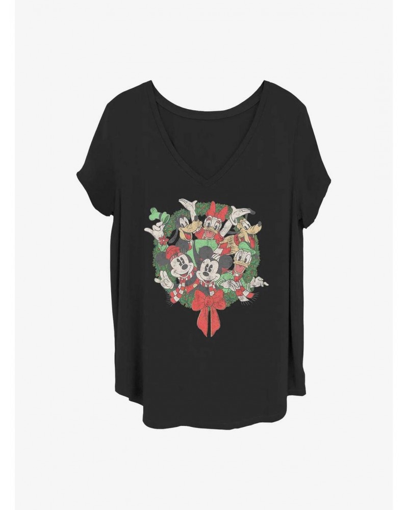 Disney Mickey Mouse Mickey Friends Wreath Girls T-Shirt Plus Size $10.64 T-Shirts