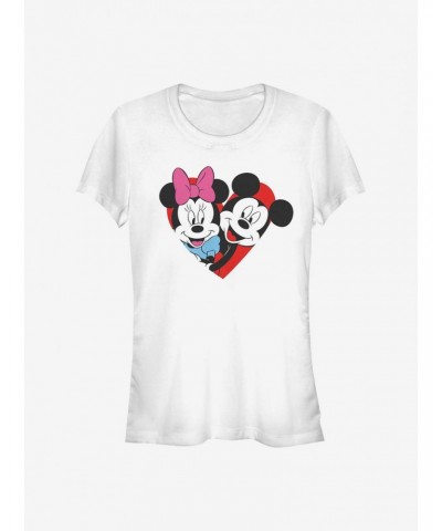 Disney Mickey Mouse Mickey Minnie Heart Girls T-Shirt $7.17 T-Shirts