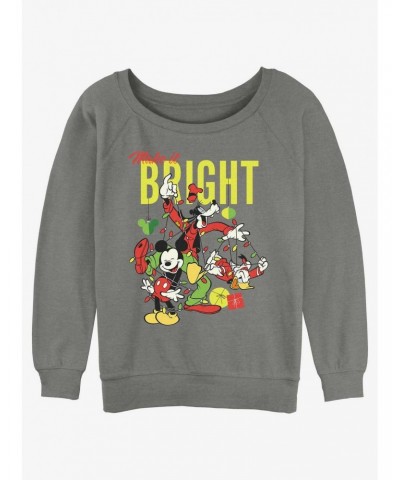 Disney Mickey Mouse Bright Christmas Mickey, Goofy, and Donald Girls Slouchy Sweatshirt $13.28 Sweatshirts