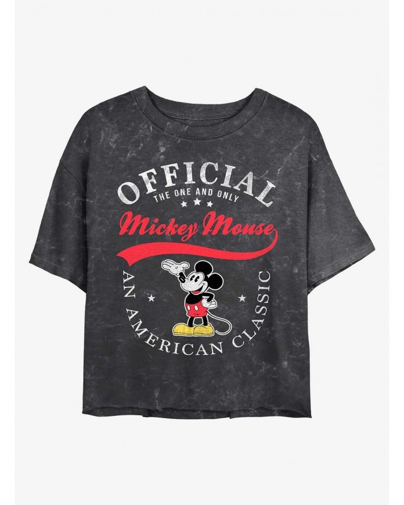 Disney Mickey Mouse An American Classic Mineral Wash Crop Girls T-Shirt $9.48 T-Shirts