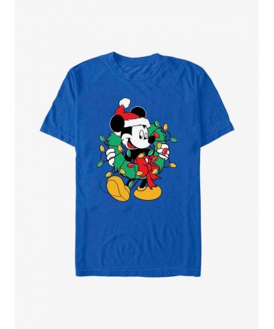 Disney Mickey Mouse Mickey Santa Wreath Lights T-Shirt $6.50 T-Shirts