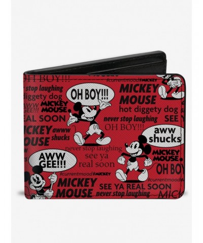 Disney Mickey Mouse Poses and Quotes Collage Bifold Wallet $10.07 Wallets