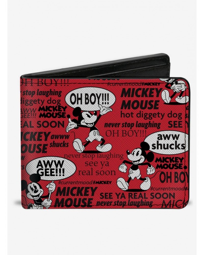 Disney Mickey Mouse Poses and Quotes Collage Bifold Wallet $10.07 Wallets