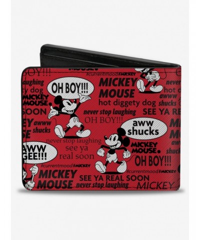 Disney Mickey Mouse Poses and Quotes Collage Bifold Wallet $10.07 Wallets