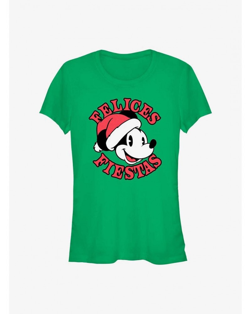 Disney Mickey Mouse Felices Fiestas Happy Holidays in Spanish Girls T-Shirt $8.57 T-Shirts