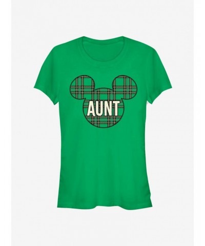 Disney Mickey Mouse Head Plaid Aunt Classic Girls T-Shirt $8.57 T-Shirts