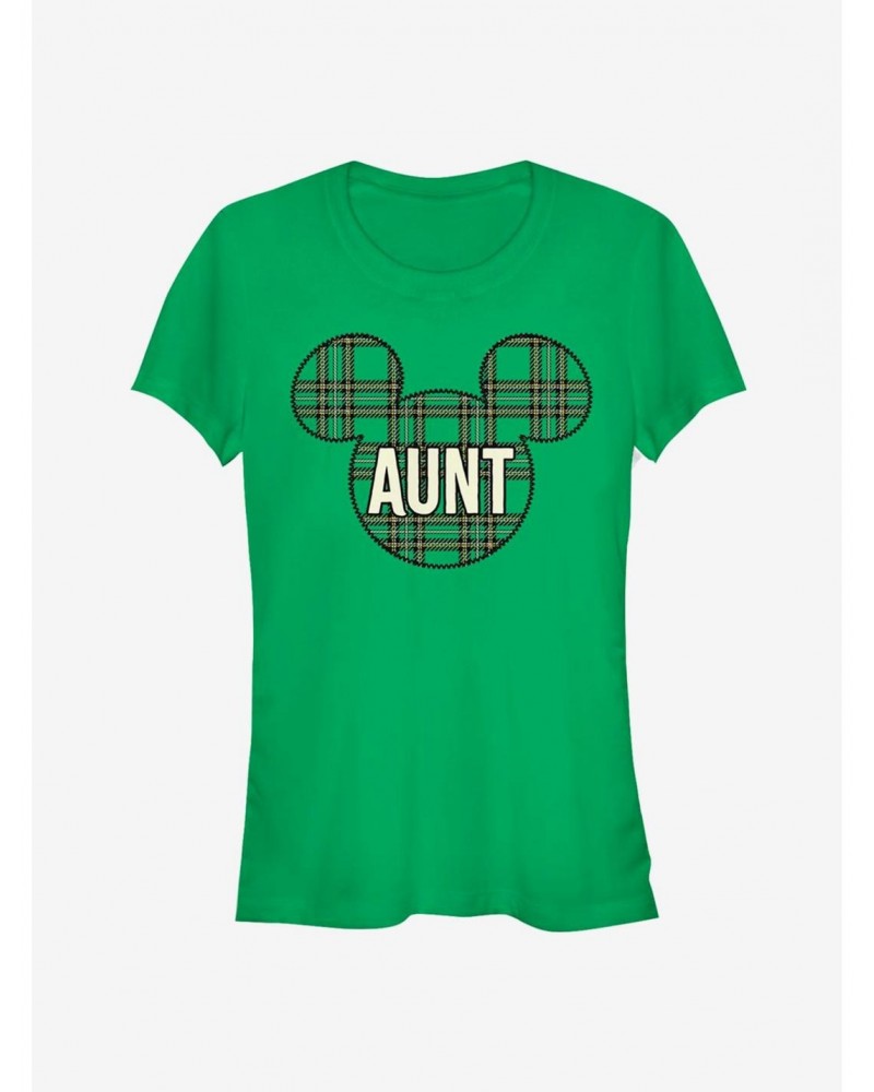 Disney Mickey Mouse Head Plaid Aunt Classic Girls T-Shirt $8.57 T-Shirts