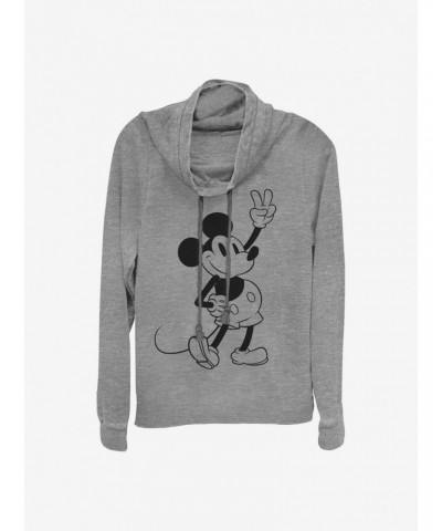 Disney Mickey Mouse Simple Mickey Outline Cowlneck Long-Sleeve Girls Top $11.85 Tops