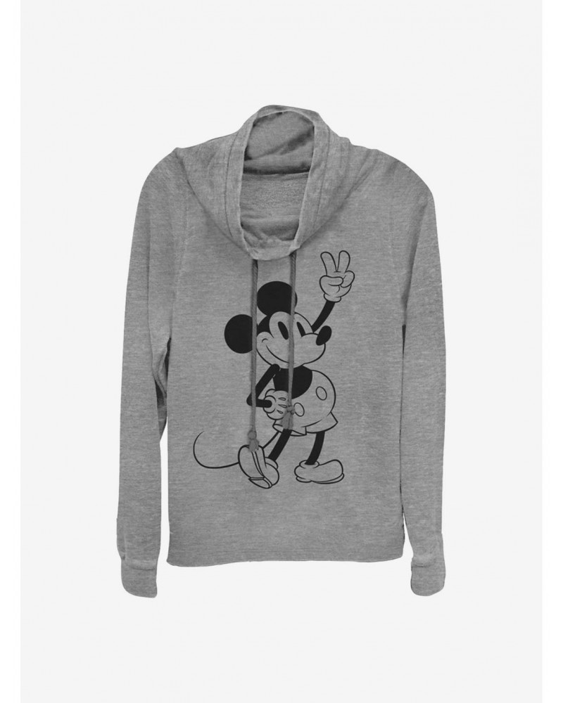 Disney Mickey Mouse Simple Mickey Outline Cowlneck Long-Sleeve Girls Top $11.85 Tops