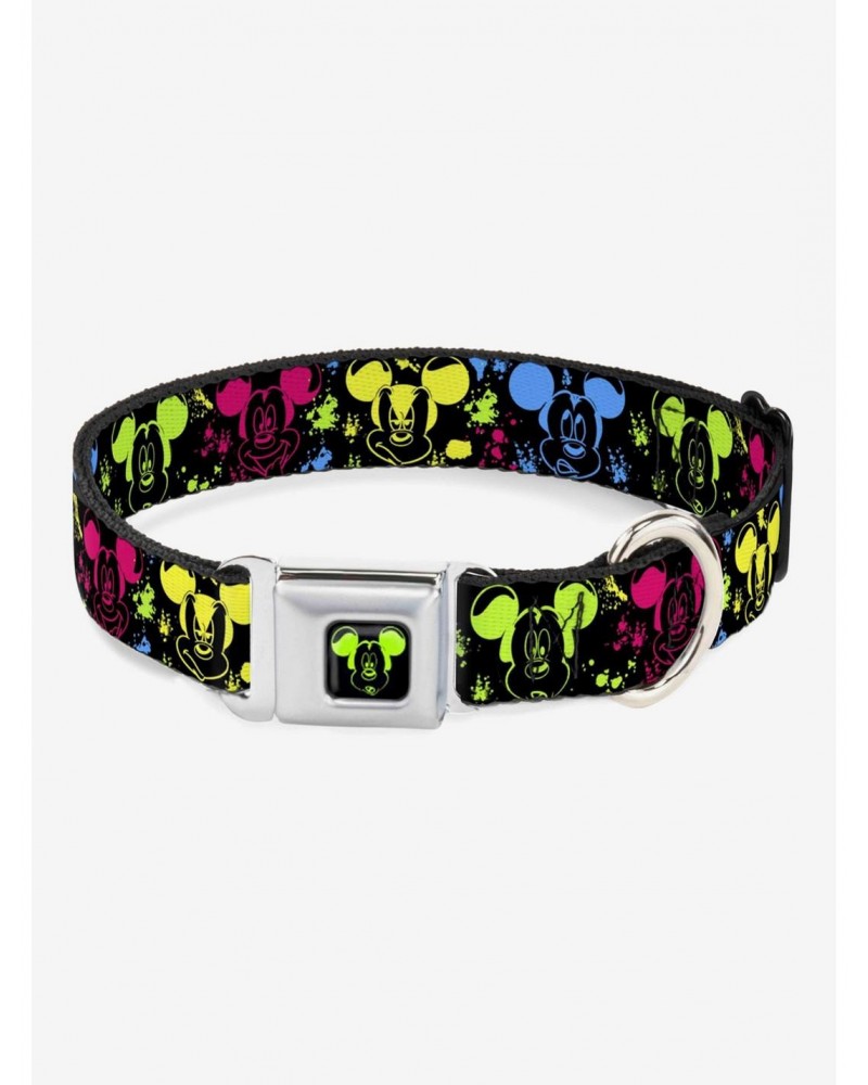 Disney Mickey Mouse Expressions Paint Splatter Seatbelt Buckle Dog Collar $8.72 Pet Collars