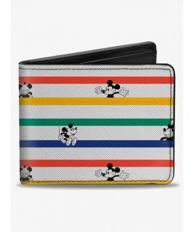 Disney Mickey Mouse Poses Stripes Bifold Wallet $6.90 Wallets