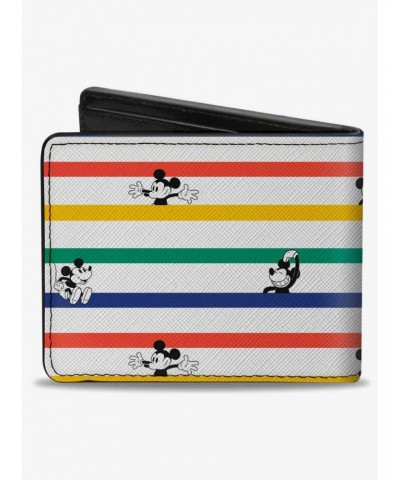 Disney Mickey Mouse Poses Stripes Bifold Wallet $6.90 Wallets