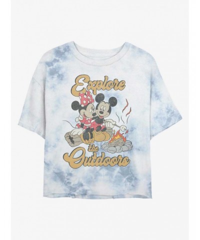 Disney Mickey Mouse Outdoors Campfire Tie-Dye Girls Crop T-Shirt $8.09 T-Shirts