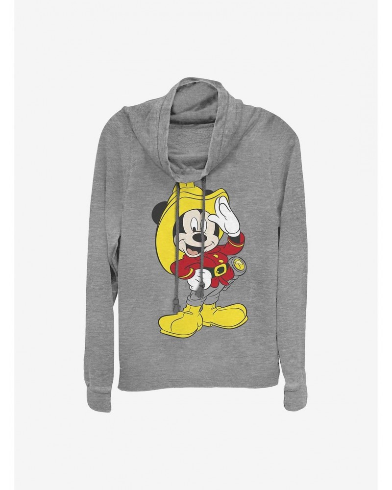 Disney Mickey Mouse Mickey Firefighter Cowlneck Long-Sleeve Girls Top $12.93 Tops