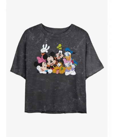 Disney Mickey Mouse Mickey Group Mineral Wash Crop Girls T-Shirt $10.40 T-Shirts