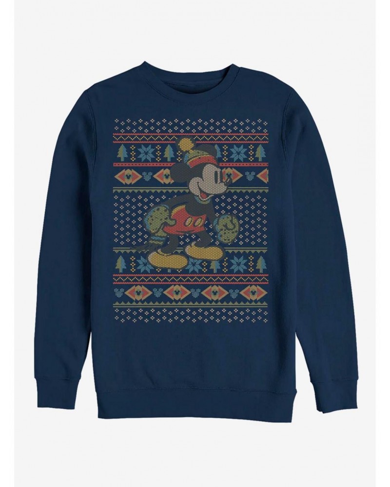 Disney Mickey Mouse Holiday Vintage Mickey Sweater Crew Sweatshirt $13.87 Sweatshirts