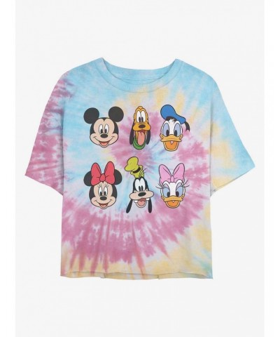 Disney Mickey Mouse Friends Faces Tie Dye Crop Girls T-Shirt $7.32 T-Shirts