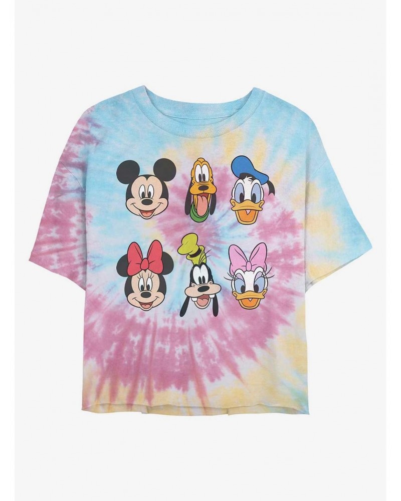 Disney Mickey Mouse Friends Faces Tie Dye Crop Girls T-Shirt $7.32 T-Shirts