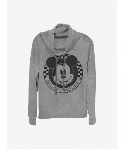 Disney Mickey Mouse Checkered Cowlneck Long-Sleeve Girls Top $11.85 Tops