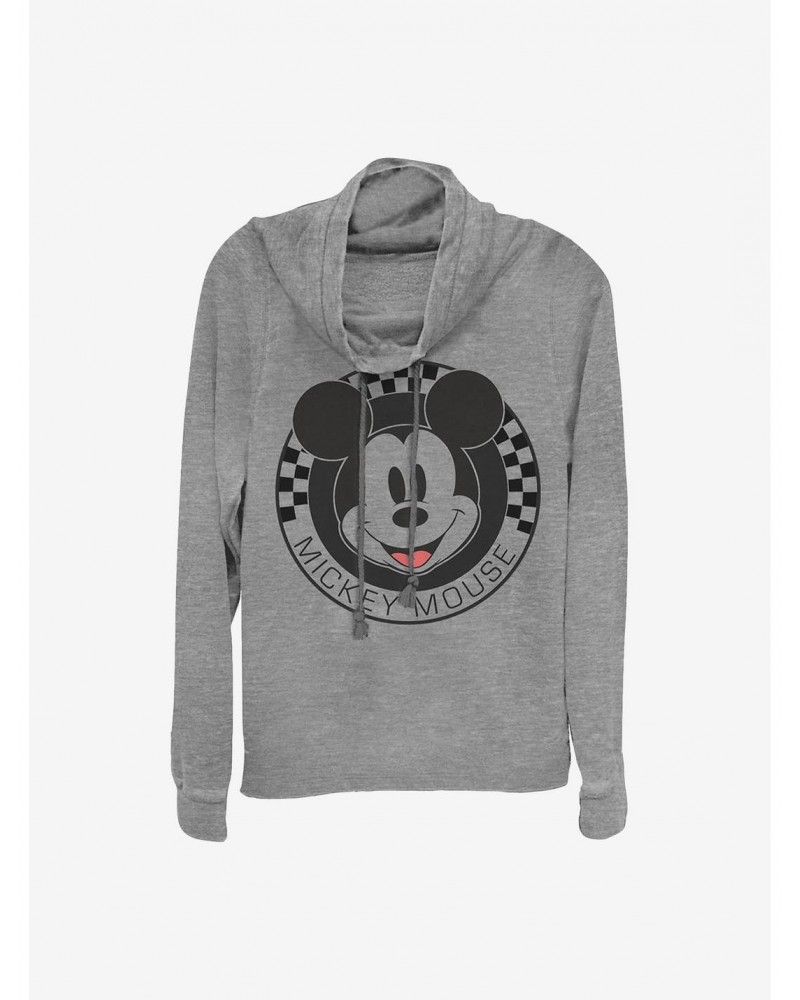 Disney Mickey Mouse Checkered Cowlneck Long-Sleeve Girls Top $11.85 Tops