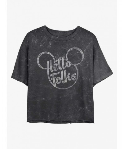 Disney Mickey Mouse Hello Folks Mineral Wash Crop Girls T-Shirt $8.32 T-Shirts