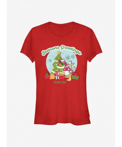 Disney Donald Duck Holiday Seasons Greetings From Son Classic Girls T-Shirt $6.37 T-Shirts