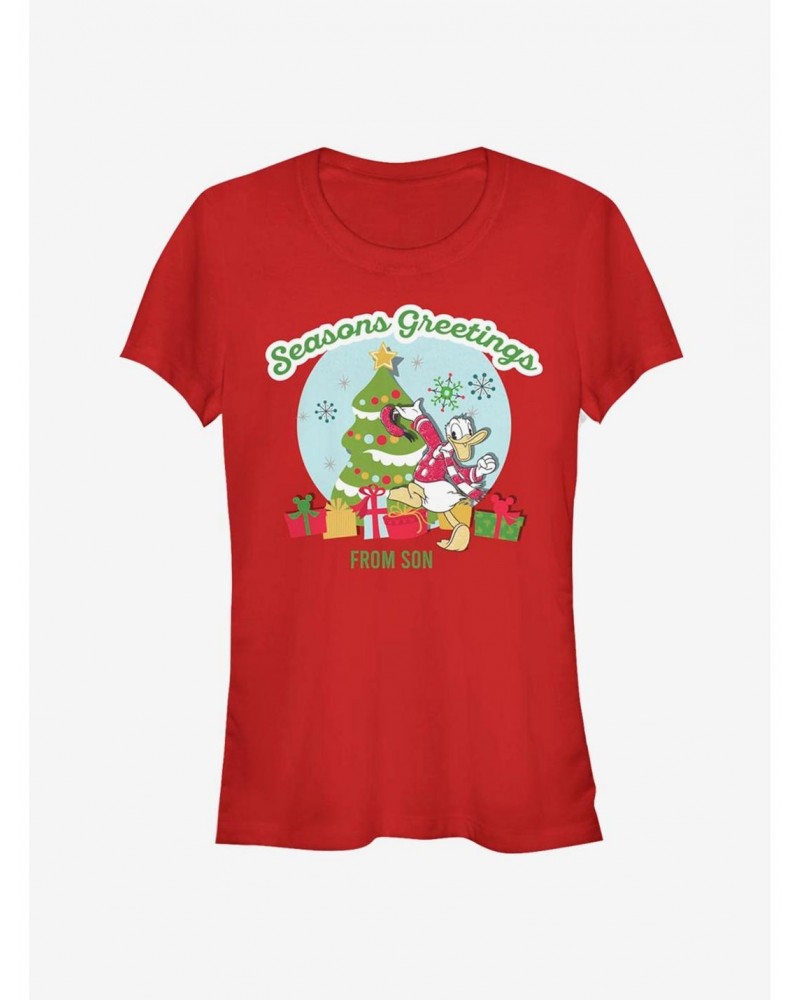 Disney Donald Duck Holiday Seasons Greetings From Son Classic Girls T-Shirt $6.37 T-Shirts