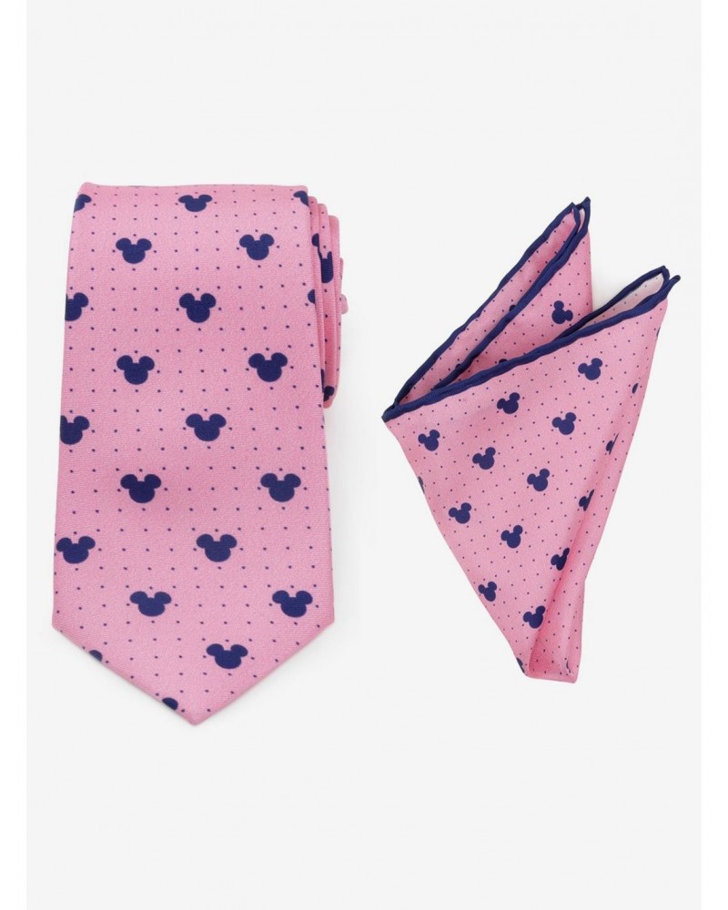 Disney Mickey Mouse Dot Pink Tie and Pocket Square Set $26.94 Square Set