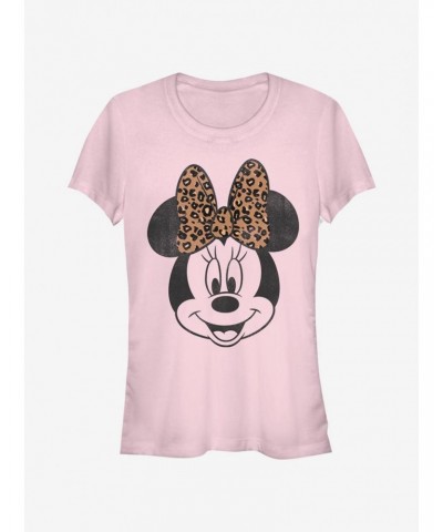 Disney Mickey Mouse Modern Minnie Face Leopard Girls T-Shirt $7.77 T-Shirts