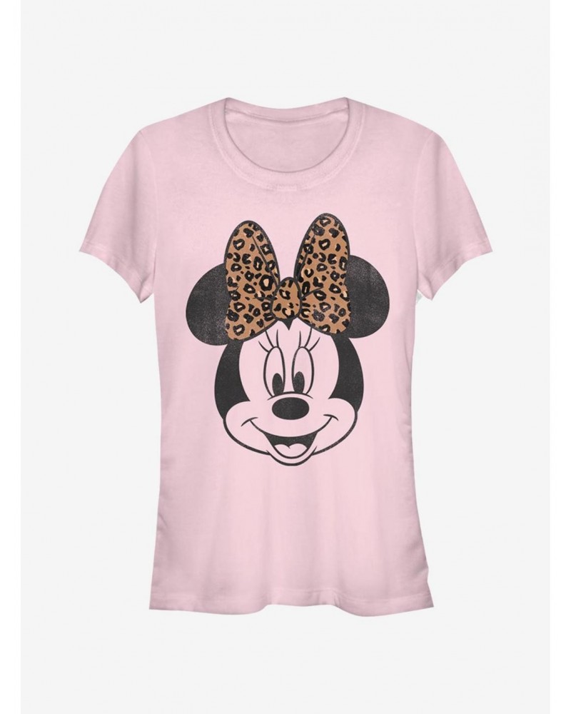 Disney Mickey Mouse Modern Minnie Face Leopard Girls T-Shirt $7.77 T-Shirts