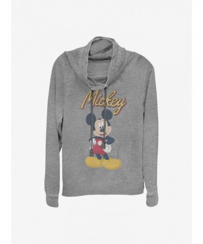 Disney Mickey Mouse Classic Pose Cowlneck Long-Sleeve Girls Top $17.60 Tops