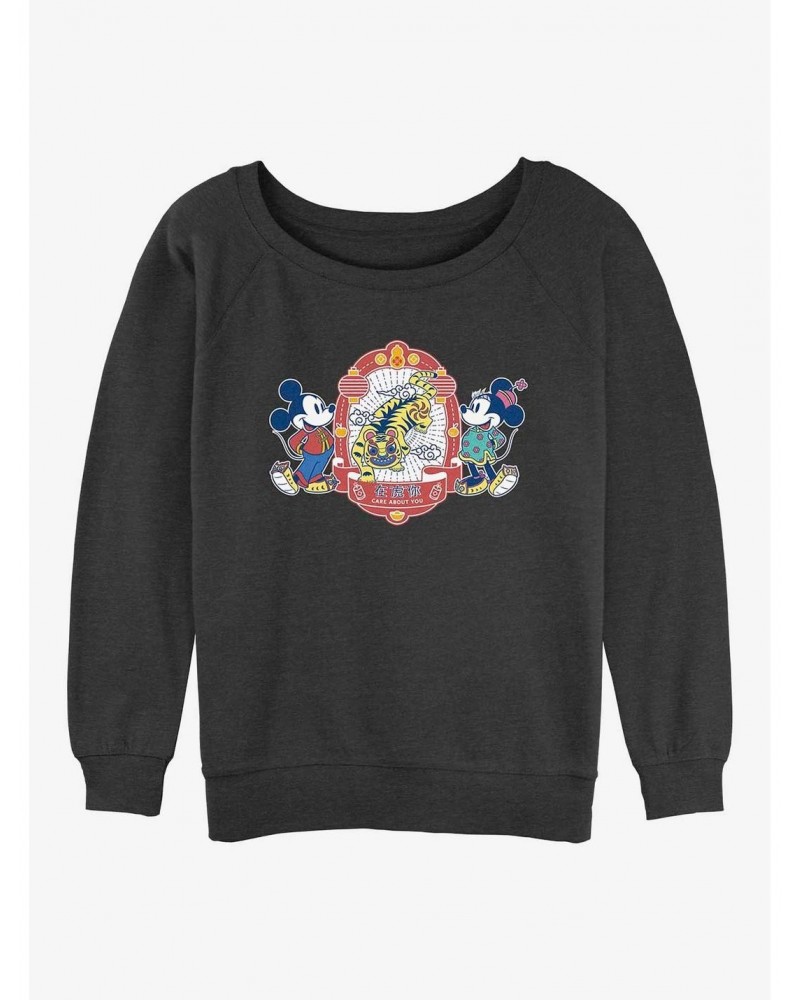 Disney Mickey Mouse Care About You Girls Slouchy Sweatshirt $14.46 Sweatshirts