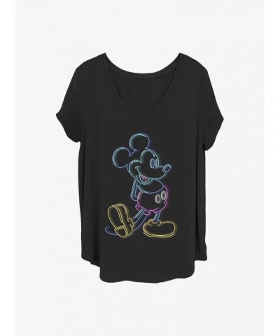 Disney Mickey Mouse Neon Mickey Girls T-Shirt Plus Size $8.79 T-Shirts