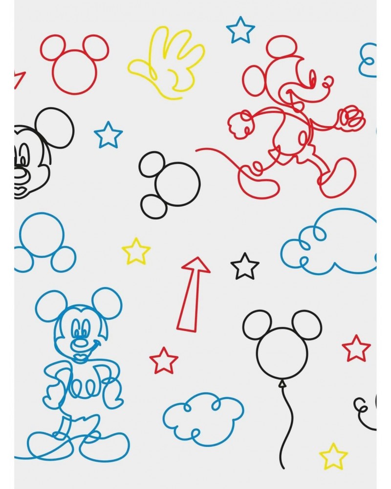 Disney Mickey Mouse Red And Yellow Line Art Peel & Stick Wallpaper $14.82 Wallpapers