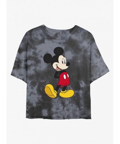 Disney Mickey Mouse Traditional Mickey Tie-Dye Girls Crop T-Shirt $11.56 T-Shirts