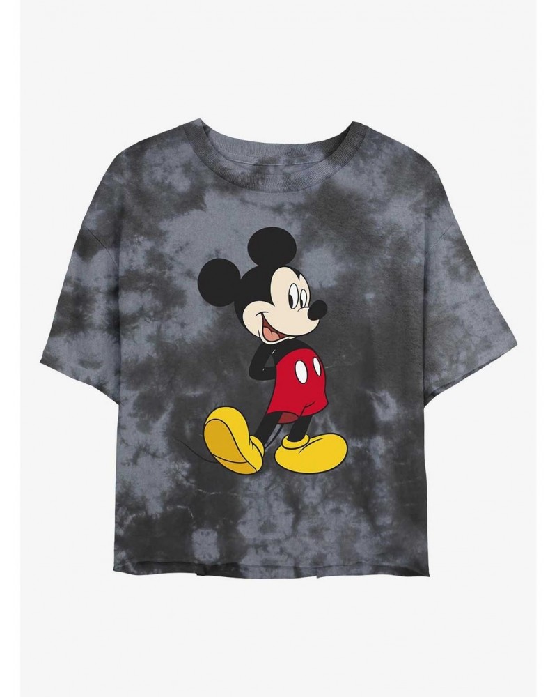 Disney Mickey Mouse Traditional Mickey Tie-Dye Girls Crop T-Shirt $11.56 T-Shirts