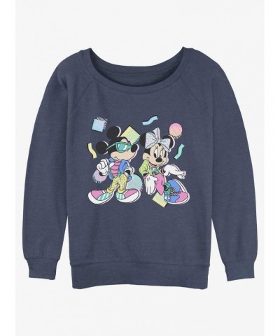 Disney Mickey Mouse 80's Couple Girls Slouchy Sweatshirt $14.76 Sweatshirts