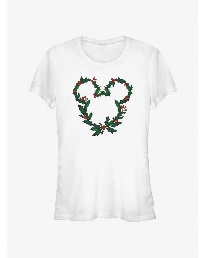 Disney Mickey Mouse Mistletoe Wreath Ears Girls T-Shirt $6.18 T-Shirts