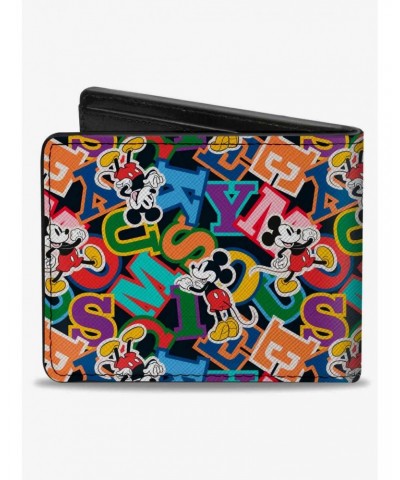 Disney Mickey Mouse Poses and Letters Collage Bifold Wallet $10.45 Wallets