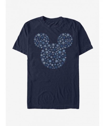 Disney Mickey Mouse Holiday Mickey Ear Snowflakes T-Shirt $9.37 T-Shirts