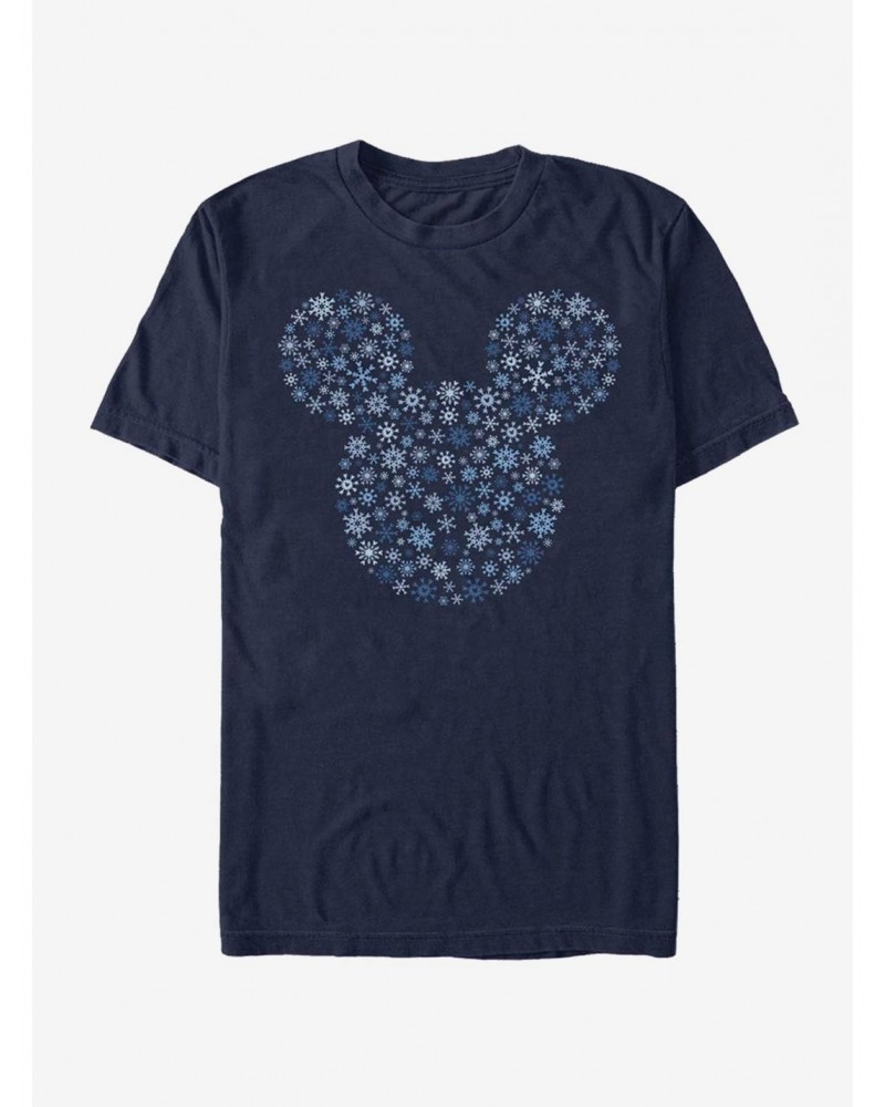 Disney Mickey Mouse Holiday Mickey Ear Snowflakes T-Shirt $9.37 T-Shirts