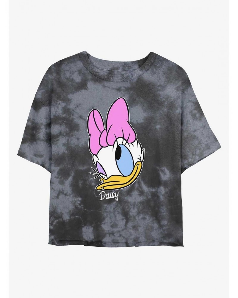 Disney Mickey Mouse Daisy Big Face Tie-Dye Girls Crop T-Shirt $8.55 T-Shirts