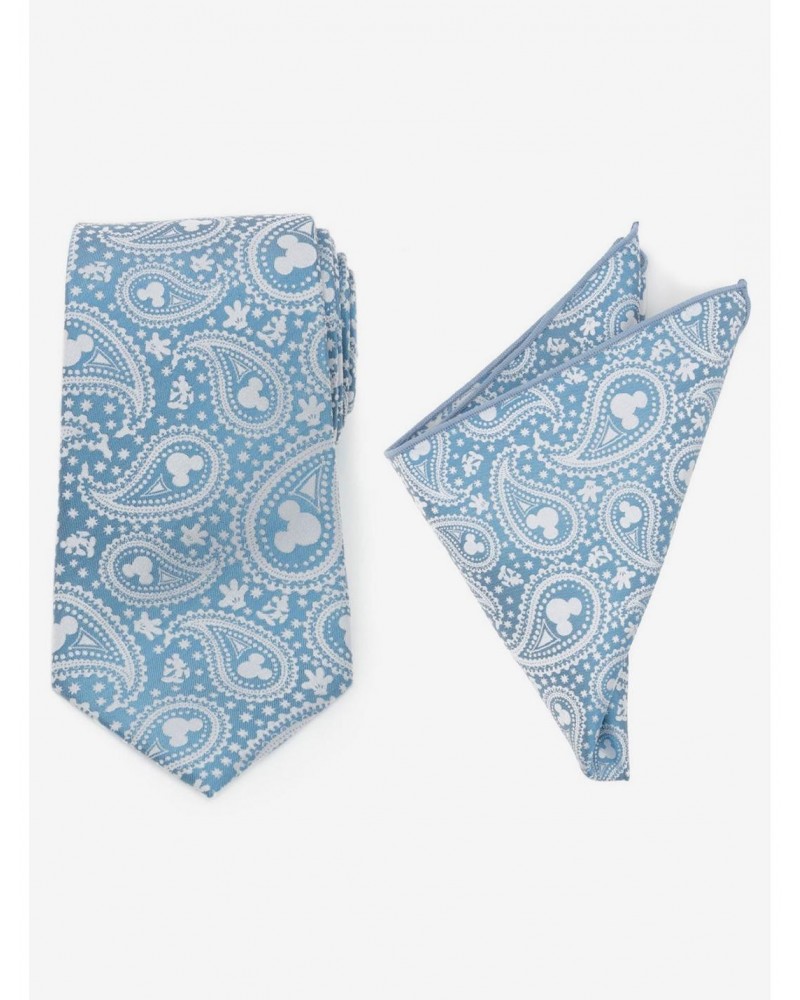 Disney Mickey Mouse Teal Paisley Necktie and Pocket Square Set $46.99 Square Set