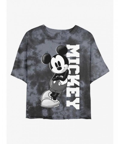 Disney Mickey Mouse Mickey Lean Tie-Dye Girls Crop T-Shirt $8.09 T-Shirts