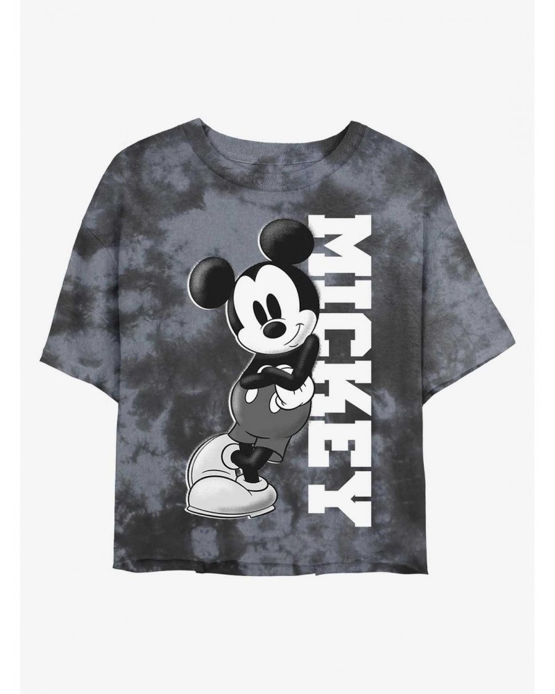 Disney Mickey Mouse Mickey Lean Tie-Dye Girls Crop T-Shirt $8.09 T-Shirts