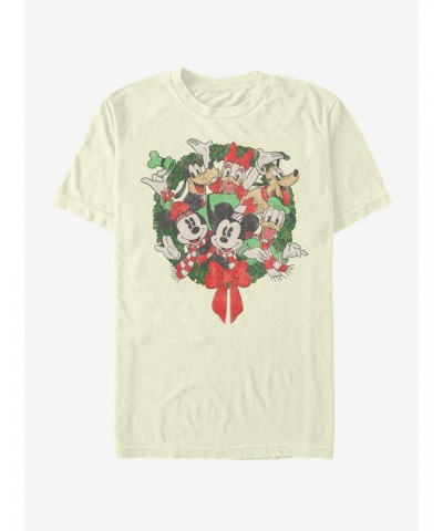 Disney Mickey Mouse Holiday Mickey Friends Wreath T-Shirt $7.84 T-Shirts