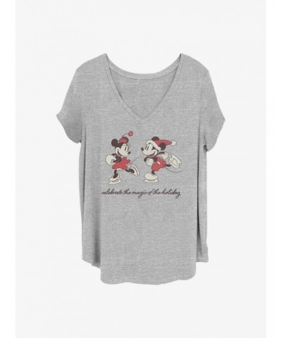 Disney Mickey Mouse Vintage Holiday Skaters Girls T-Shirt Plus Size $8.55 T-Shirts