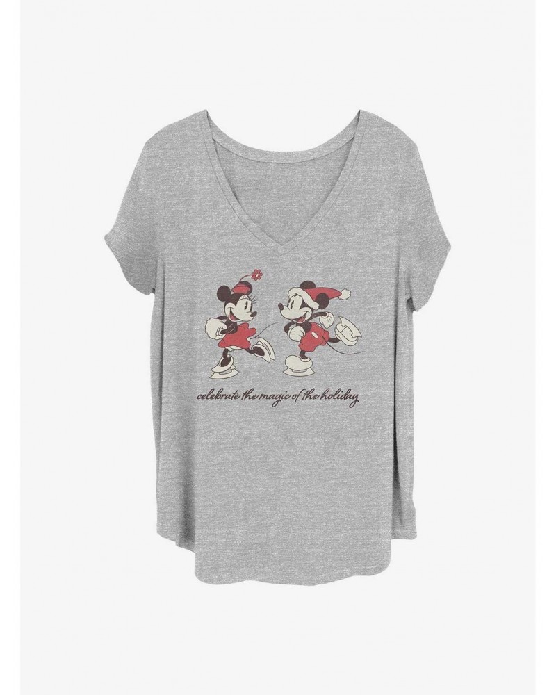 Disney Mickey Mouse Vintage Holiday Skaters Girls T-Shirt Plus Size $8.55 T-Shirts