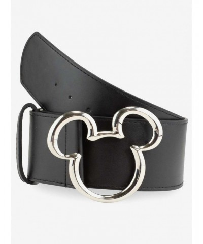 Disney Mickey Mouse Ears Silver Buckle Vegan Leather Belt $8.74 Belts