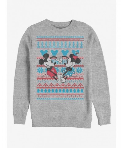 Disney Mickey Mouse Holiday Mickey & Minnie Sweater Crew Sweatshirt $9.45 Sweatshirts